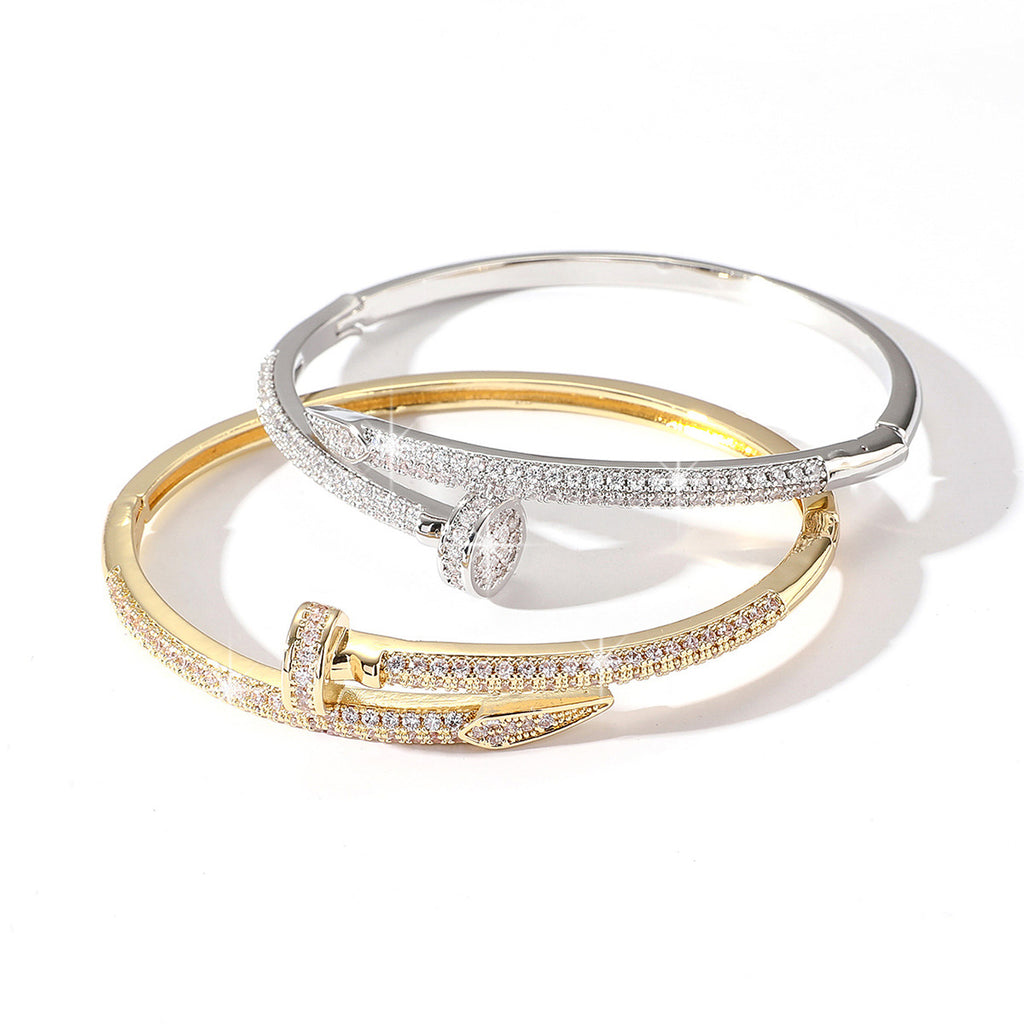 Micro-Pave Zircon Bangle - Delicate Sparkle Crystal Cuff for Women - Wedding Party Elegant Jewelry | AURUM WAVE