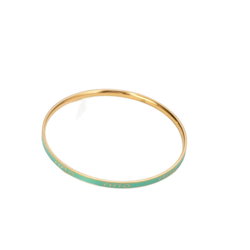 Personalized Letter Engraved Bangle - Custom Titanium Steel Slim Ring for Women - Initials Gift Ideas | AURUM WAVE