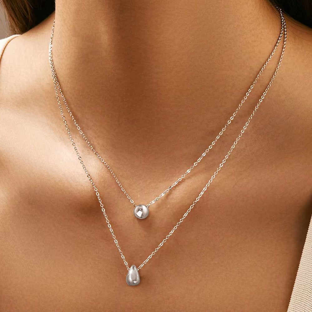 Double-Layer Round Pendant Necklace - Luxury Minimalist Chain for Women - Elegant Daily Work Jewelry | AURUM WAVE