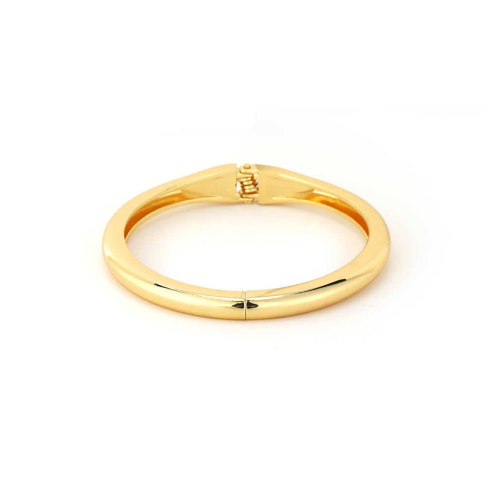 Gold Round Open Cuff Bracelet - Glossy Fashion Alloy Bangle for Women - Trendy Daily Wear Jewelry | AURUM WAVE