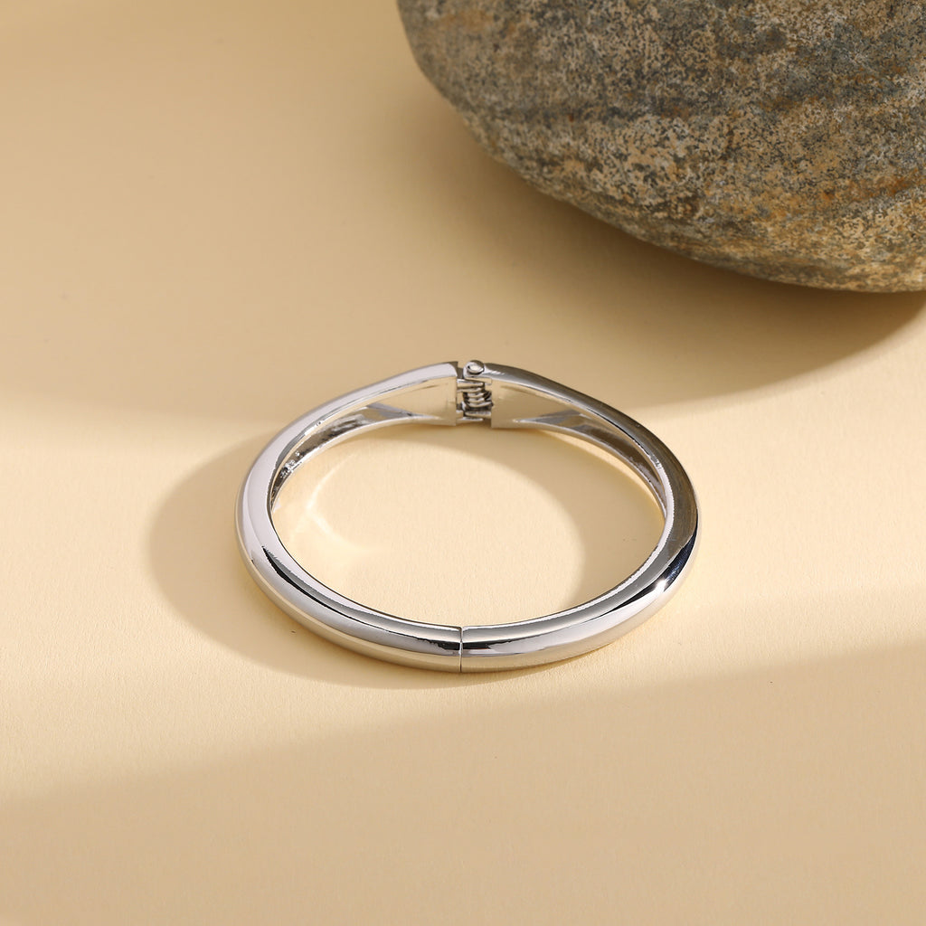 Luxury Silver Bar Cuff Bracelet - High-End Minimalist Statement Piece for Women - Brushed Steel Elegant Jewelry | AURUM WAVE