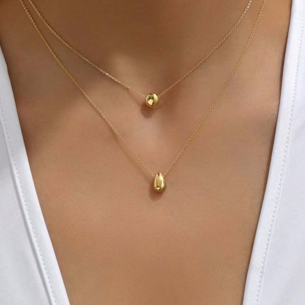 Double-Layer Round Pendant Necklace - Luxury Minimalist Chain for Women - Elegant Daily Work Jewelry | AURUM WAVE