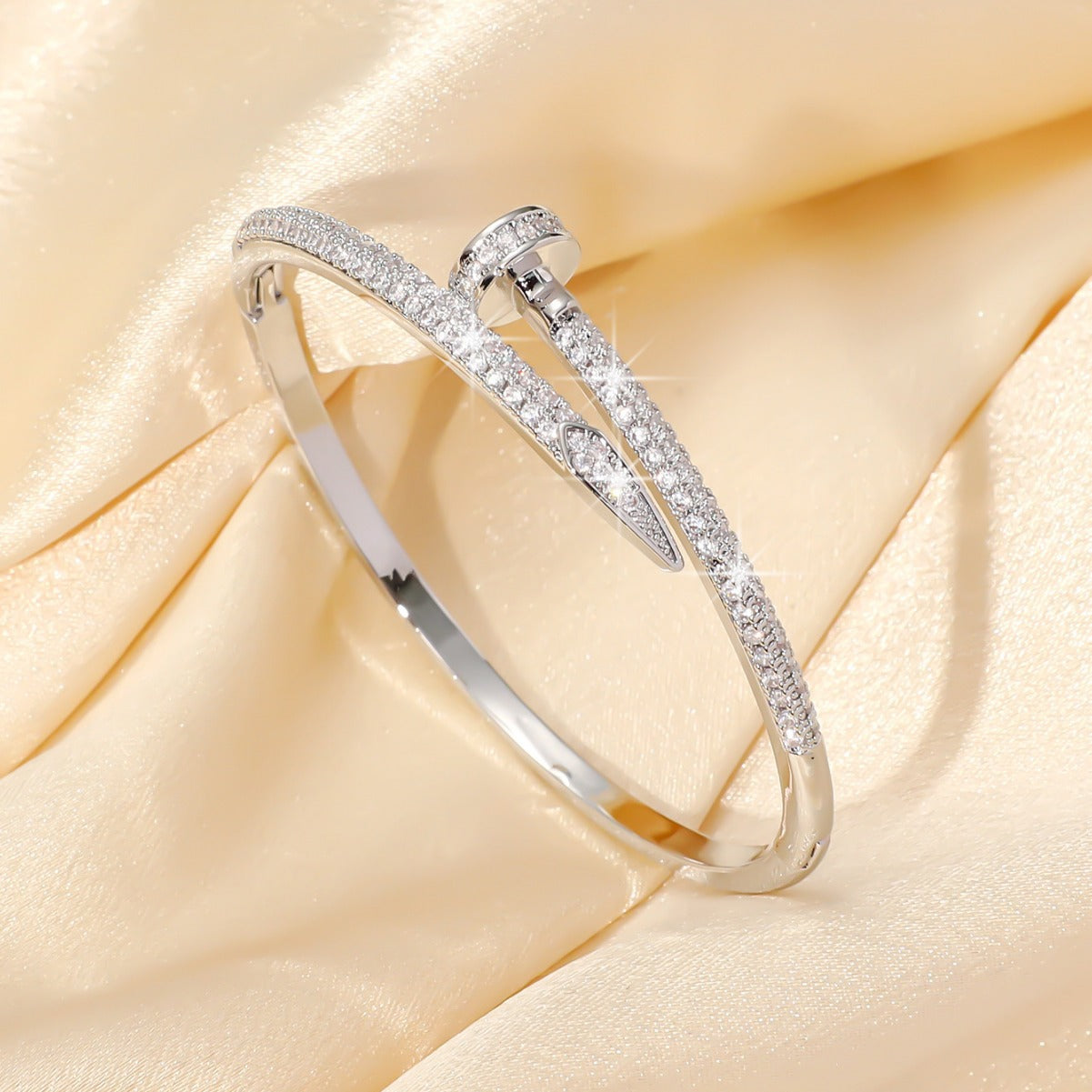 Micro-Pave Zircon Bangle - Delicate Sparkle Crystal Cuff for Women - Wedding Party Elegant Jewelry | AURUM WAVE