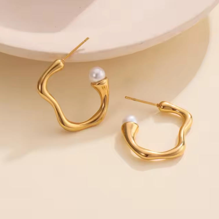 Irregular Organic Stud Earrings - Asymmetric Minimalist Earrings for Women - Geometric Statement Jewelry | AURUM WAVE