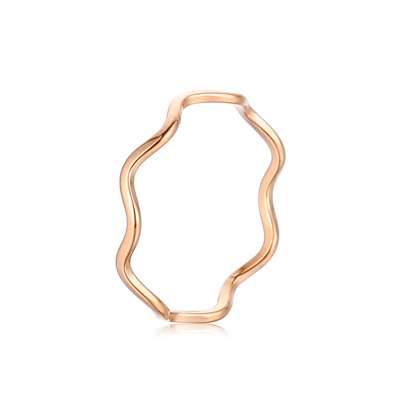Minimalist Wave Ring - Gold Plated Titanium Steel Curve Band for Women - Stacking Stackable Jewelry | AURUM WAVE