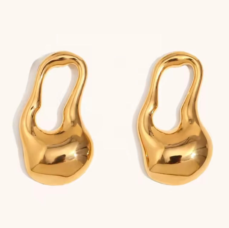 Irregular Hollow-Lock Earrings - Geometric Metal Earrings for Women - Modern Art Statement Jewelry | AURUM WAVE