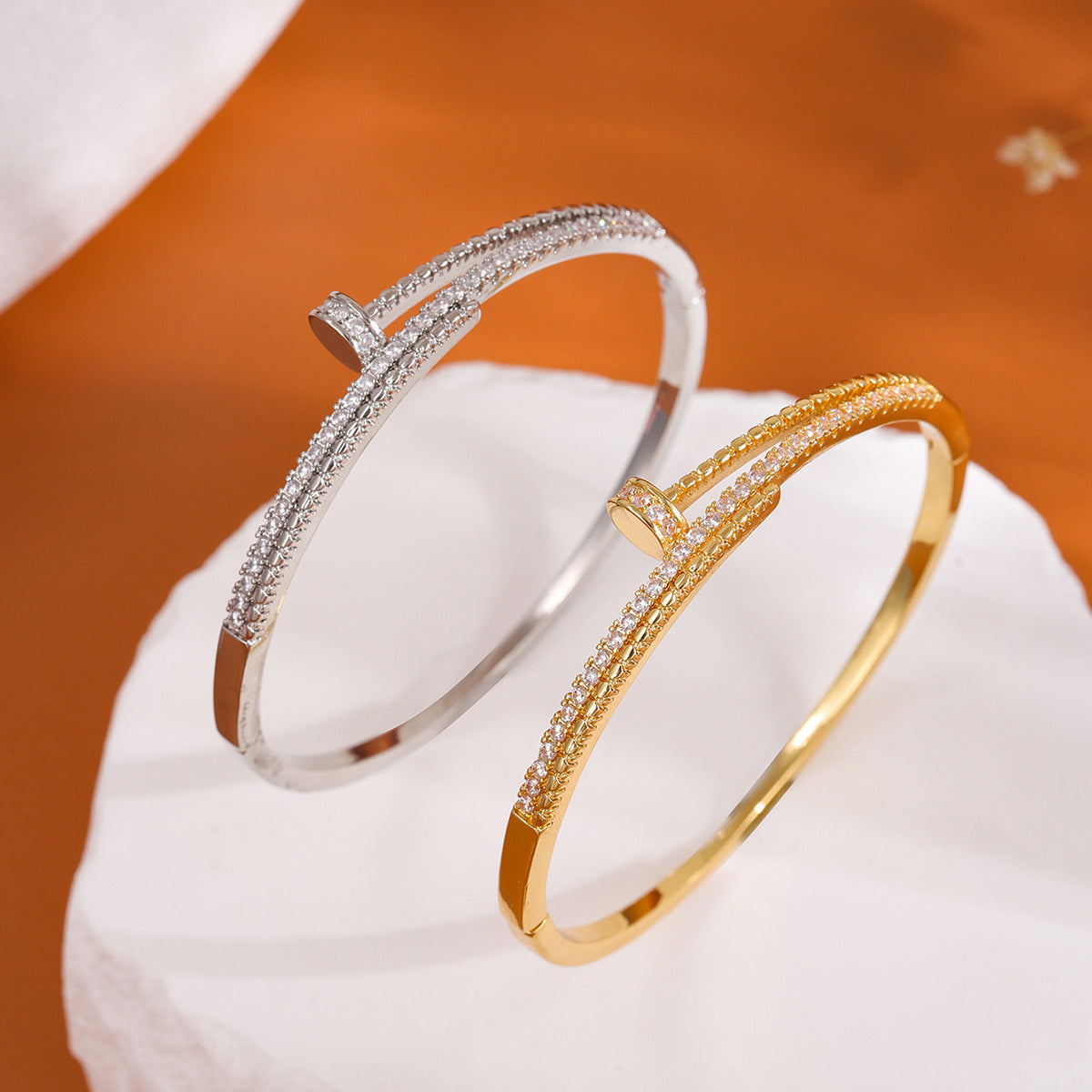 Micro-Pave Zircon Bangle - Delicate Sparkle Crystal Cuff for Women - Wedding Party Elegant Jewelry | AURUM WAVE