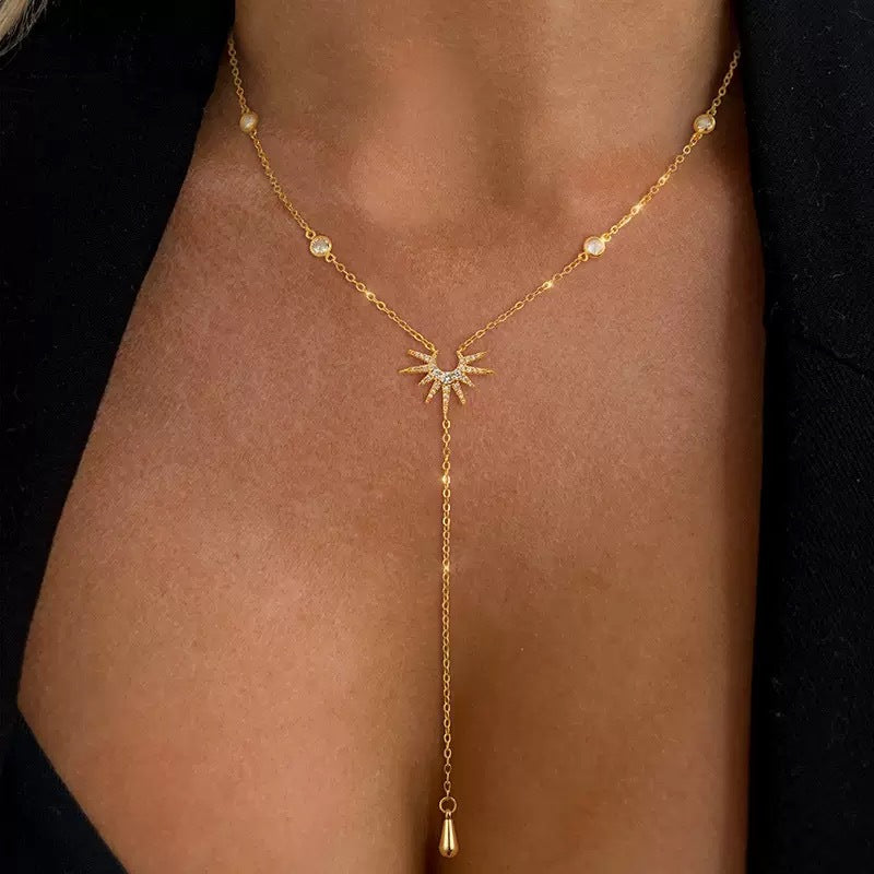 Y-Chain Tassel Pendant Necklace - Elegant Long Tassel Chain for Women - Party Statement Jewelry | AURUM WAVE