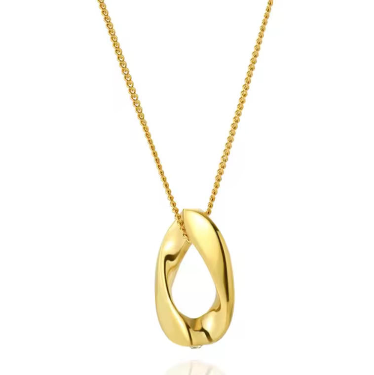 Organic Oval Ring Pendant - Minimalist Geometric Chain for Women - Unique Gift Jewelry | AURUM WAVE