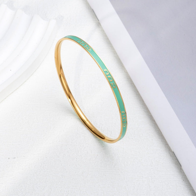 Personalized Letter Engraved Bangle - Custom Titanium Steel Slim Ring for Women - Initials Gift Ideas | AURUM WAVE