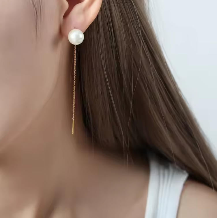 Long Chain Pearl Drop Earrings - Elegant Tassel Pearl Earrings for Women - Vintage Party Jewelry | AURUM WAVE