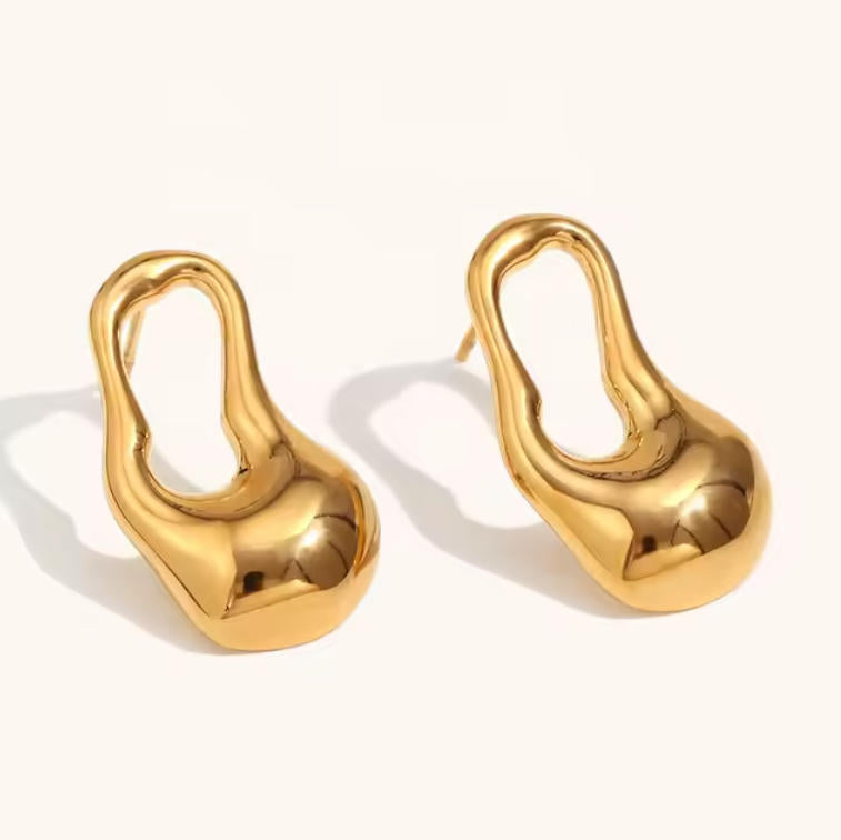 Irregular Hollow-Lock Earrings - Geometric Metal Earrings for Women - Modern Art Statement Jewelry | AURUM WAVE