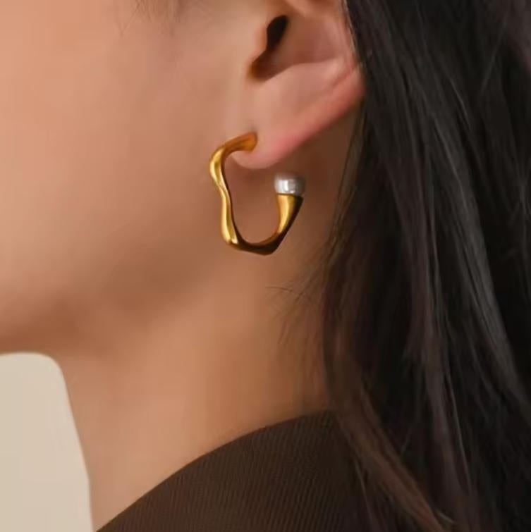 Irregular Organic Stud Earrings - Asymmetric Minimalist Earrings for Women - Geometric Statement Jewelry | AURUM WAVE
