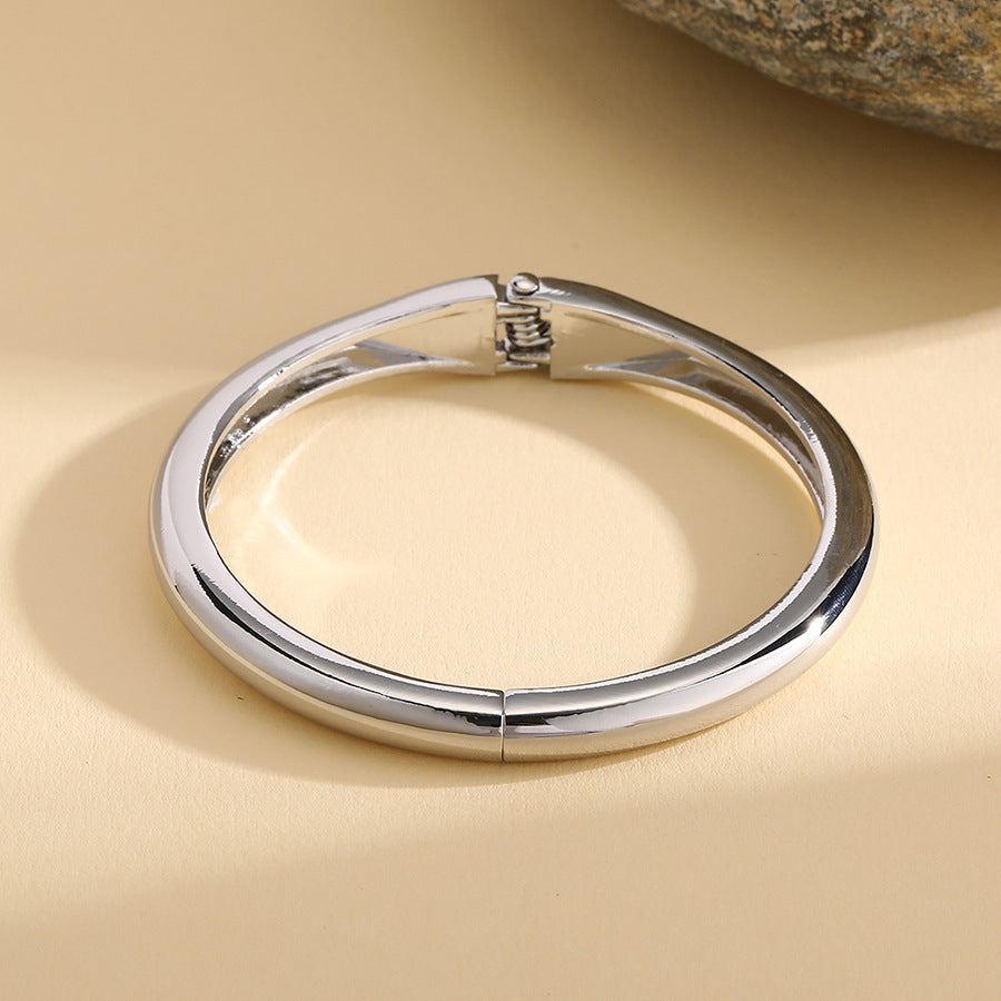 Luxury Silver Bar Cuff Bracelet - High-End Minimalist Statement Piece for Women - Brushed Steel Elegant Jewelry | AURUM WAVE
