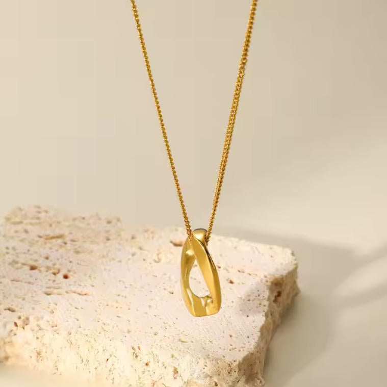 Organic Oval Ring Pendant - Minimalist Geometric Chain for Women - Unique Gift Jewelry | AURUM WAVE