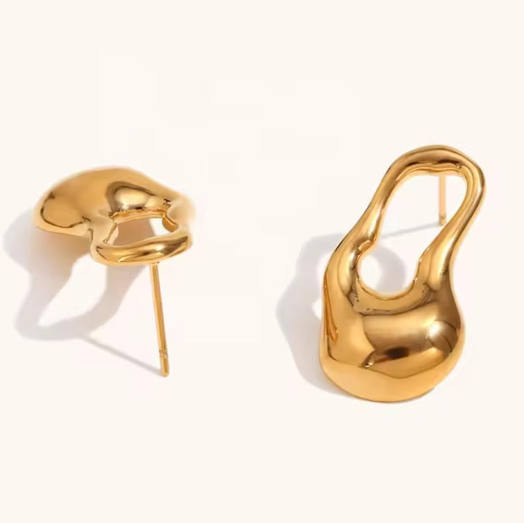 Irregular Hollow-Lock Earrings - Geometric Metal Earrings for Women - Modern Art Statement Jewelry | AURUM WAVE