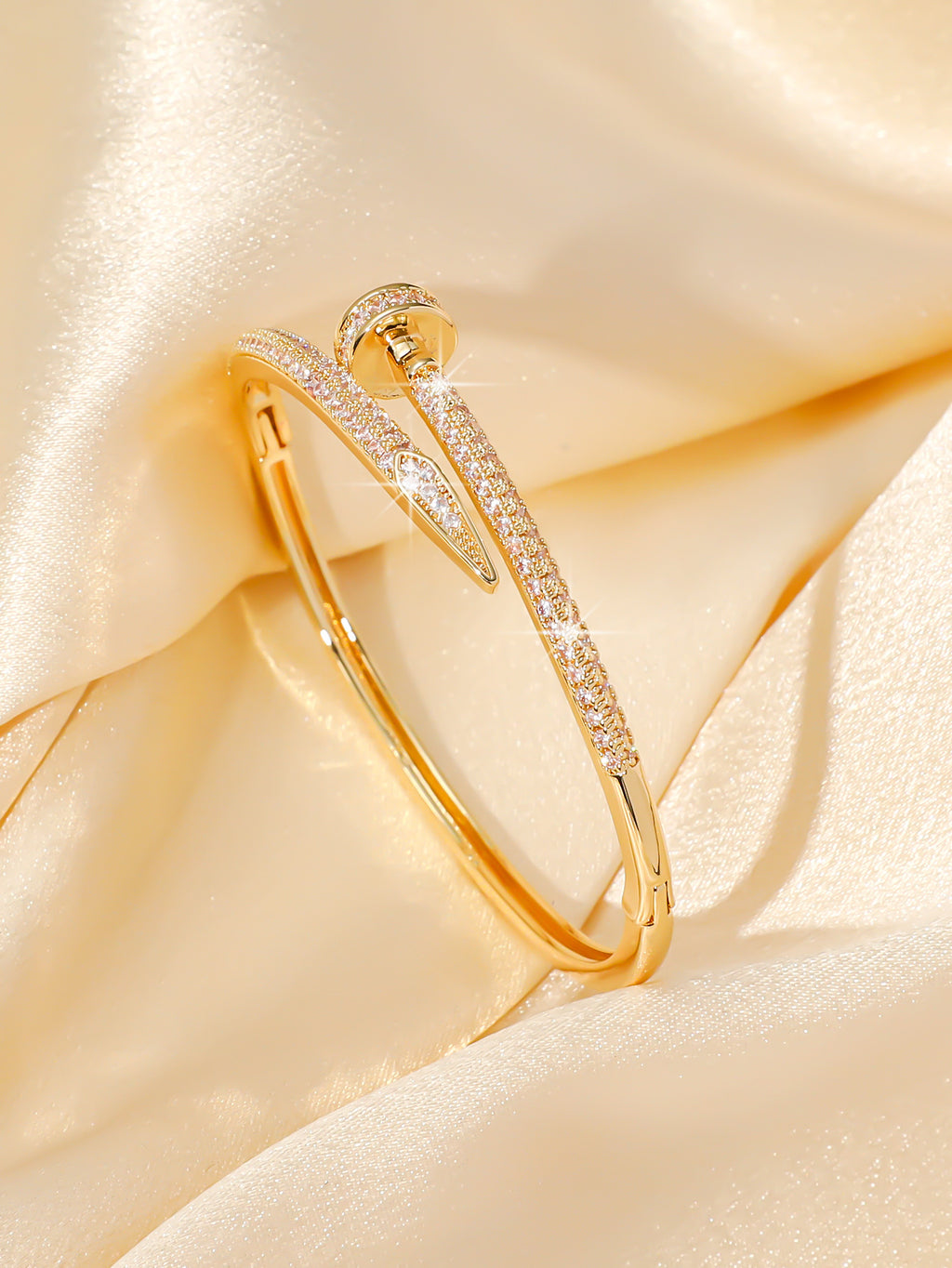 Micro-Pave Zircon Bangle - Delicate Sparkle Crystal Cuff for Women - Wedding Party Elegant Jewelry | AURUM WAVE