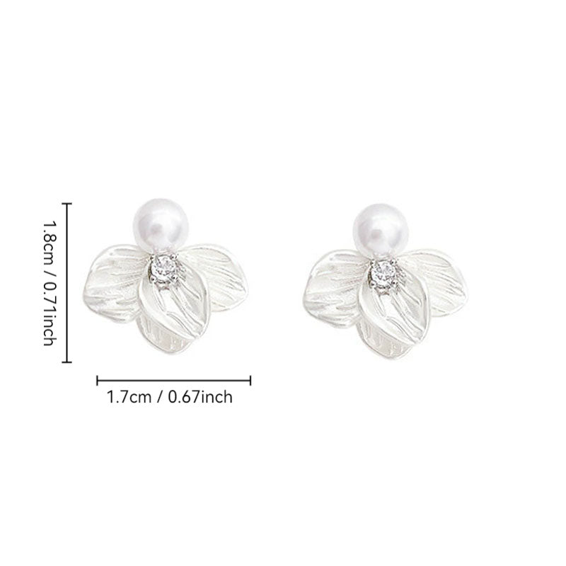 Layered Petal Earrings - Pearl Zircon Flower Earrings for Women - Vintage Floral Statement Jewelry | AURUM WAVE