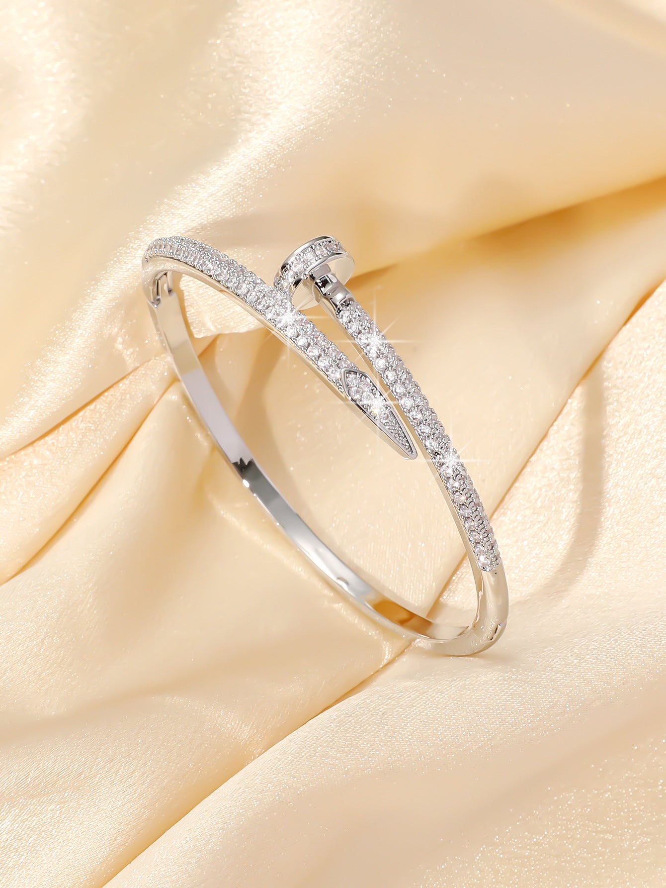 Micro-Pave Zircon Bangle - Delicate Sparkle Crystal Cuff for Women - Wedding Party Elegant Jewelry | AURUM WAVE