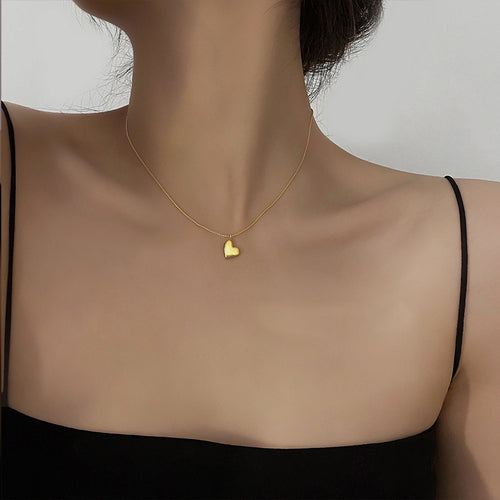 Gold Heart Pendant Necklace - 2026 New Titanium Steel Chain for Women - Romantic Gift Valentine Jewelry | AURUM WAVE