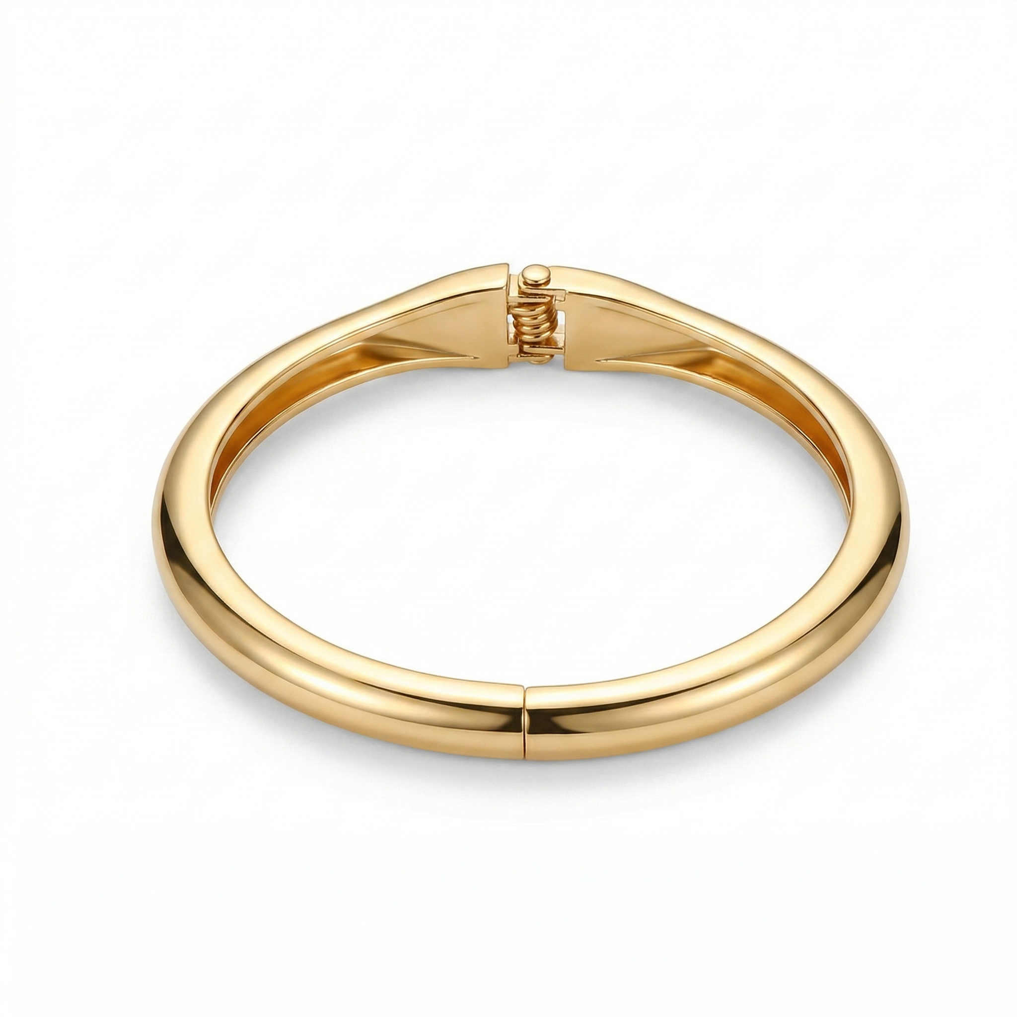 Gold Round Open Cuff Bracelet - Glossy Fashion Alloy Bangle for Women - Trendy Daily Wear Jewelry | AURUM WAVE