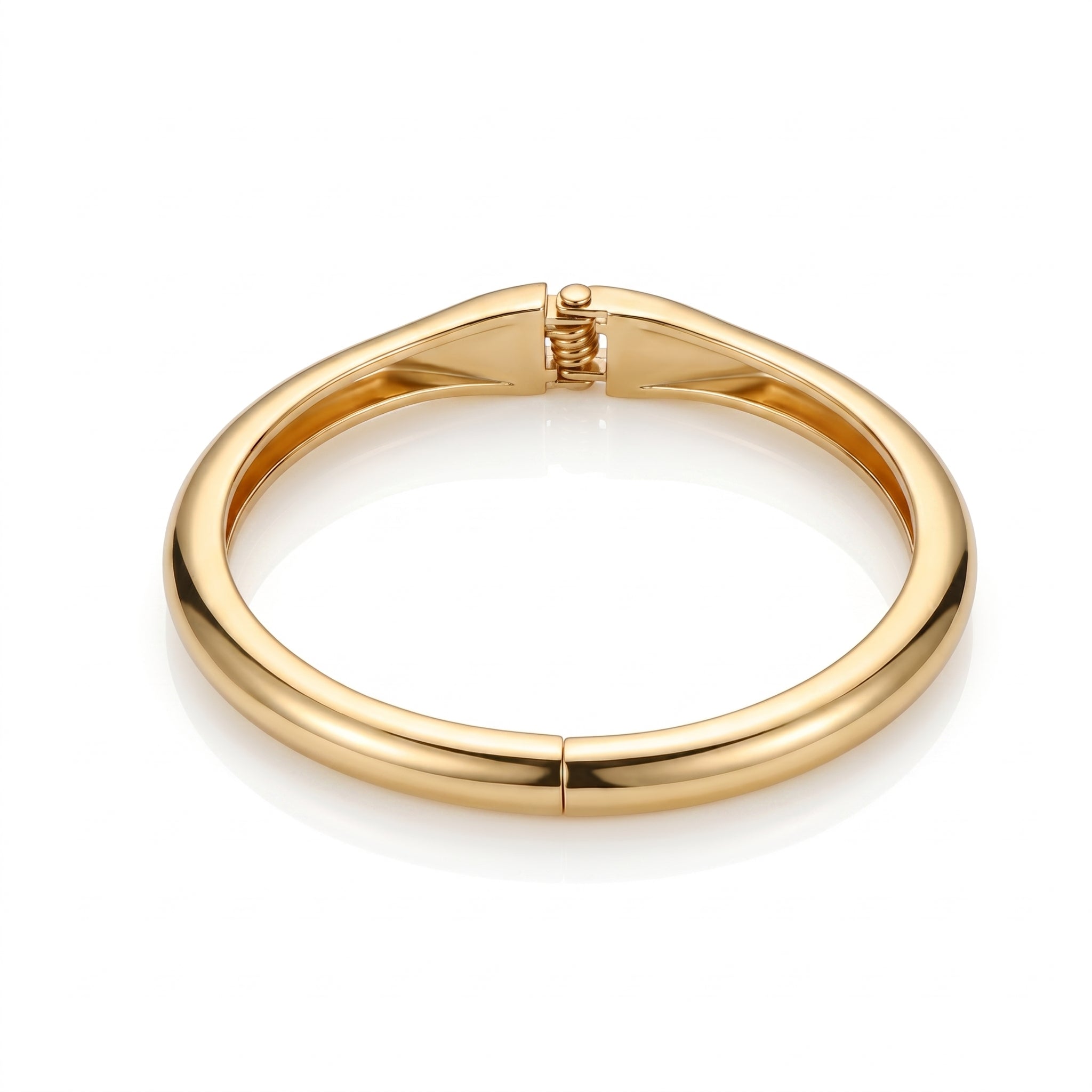 Gold Round Open Cuff Bracelet - Glossy Fashion Alloy Bangle for Women - Trendy Daily Wear Jewelry | AURUM WAVE