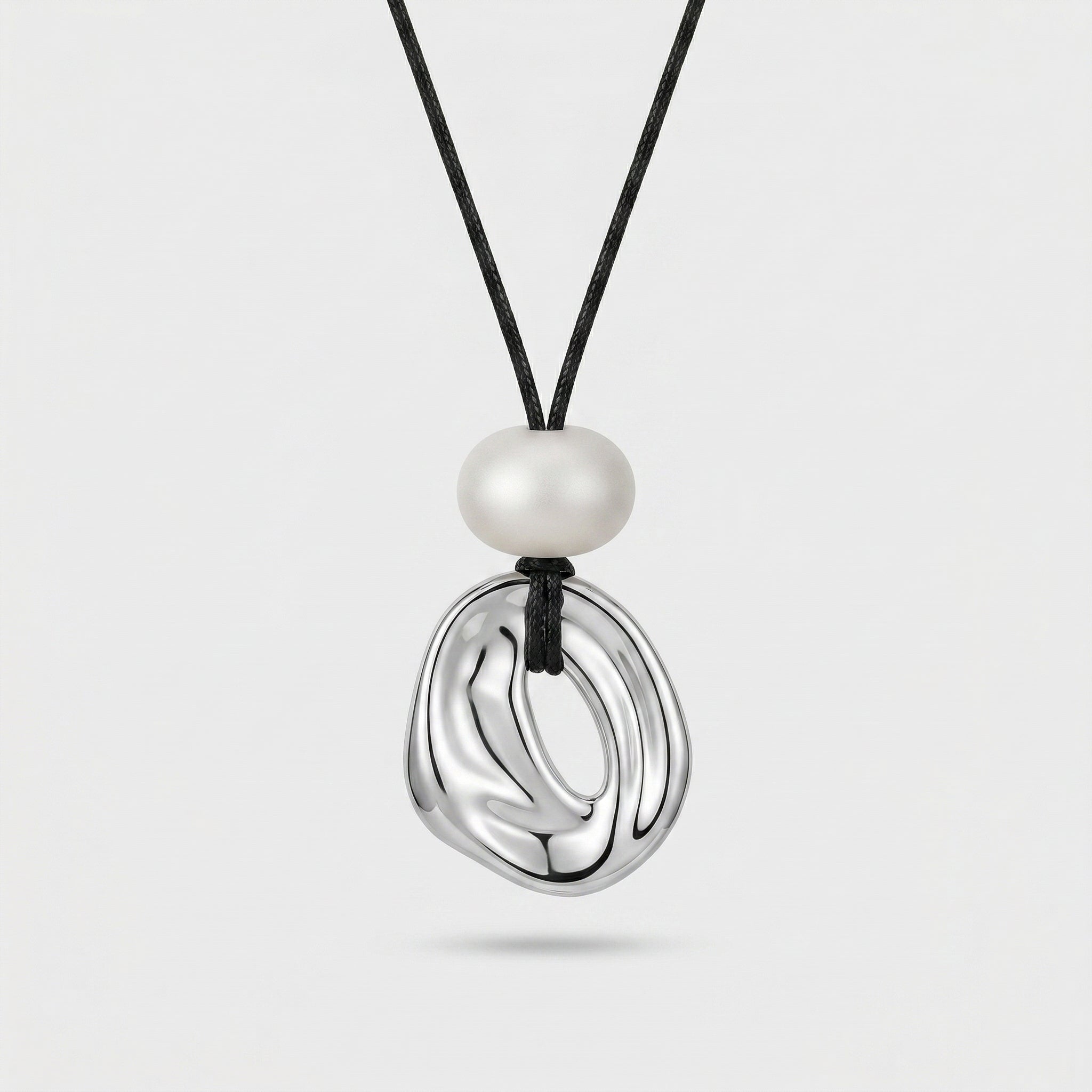 Organic Oval Pendant Necklace - Adjustable Sliding Chain for Women - Minimalist Gift Jewelry | AURUM WAVE