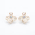 Layered Petal Earrings - Pearl Zircon Flower Earrings for Women - Vintage Floral Statement Jewelry | AURUM WAVE