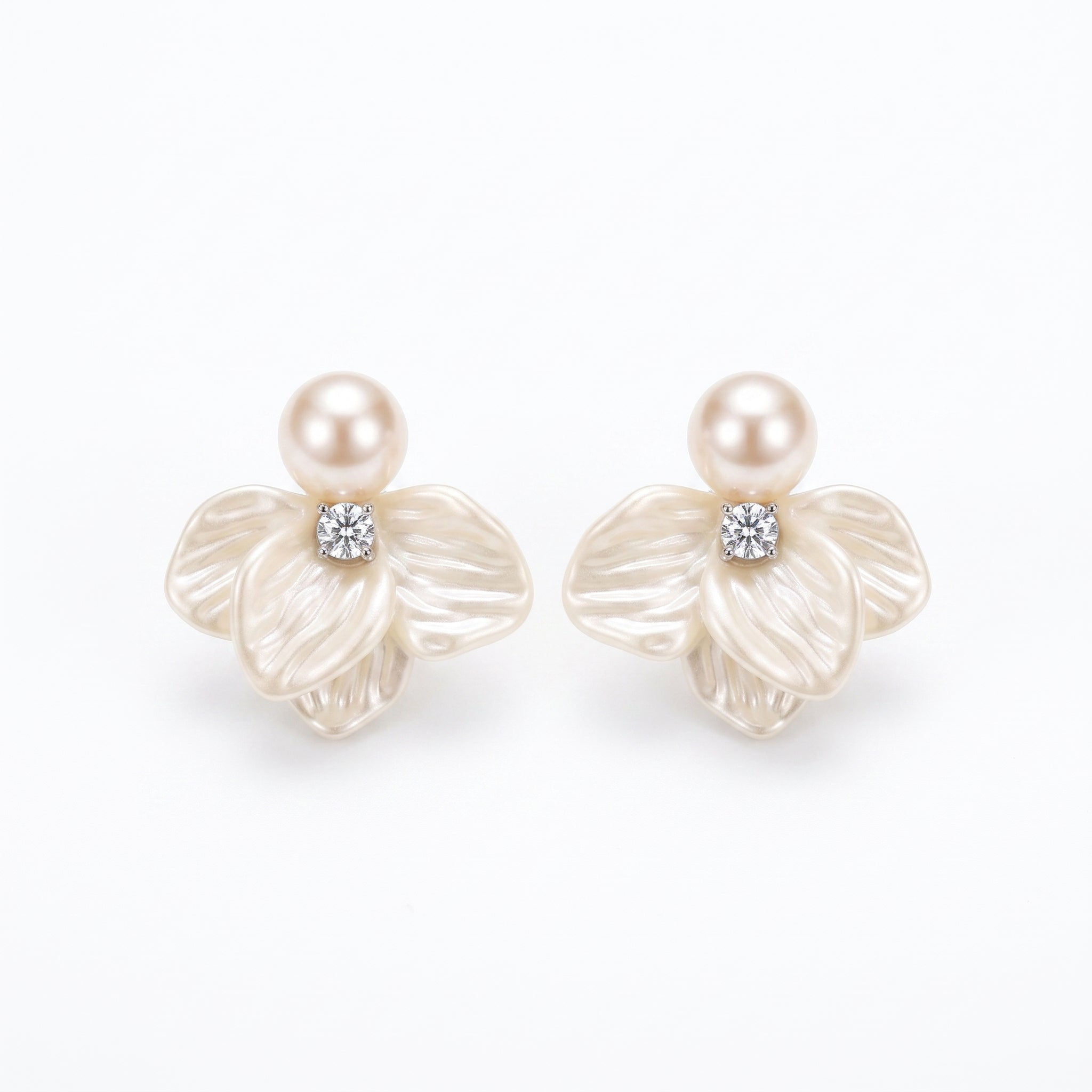 Layered Petal Earrings - Pearl Zircon Flower Earrings for Women - Vintage Floral Statement Jewelry | AURUM WAVE
