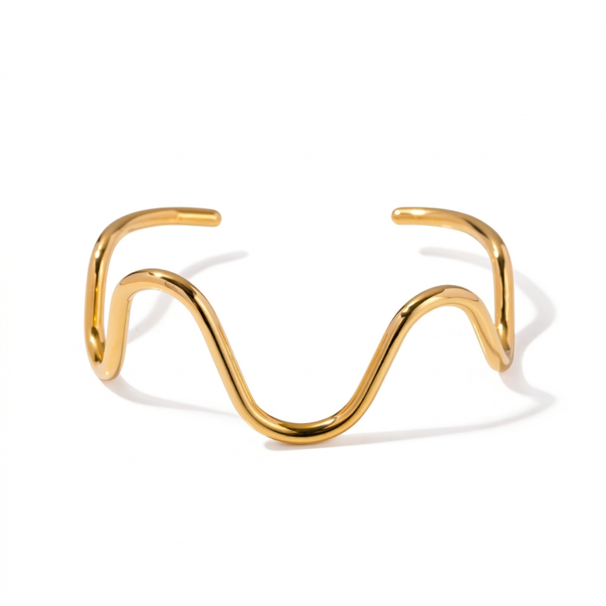 Ocean Wave Open Cuff Bracelet - Minimalist Titanium Steel Striped Bangle for Women - Stackable Gift Jewelry | AURUM WAVE