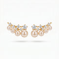 Zircon Pearl Row Earrings - Layered Crystal Stud Earrings for Women - Bridal Wedding Party Jewelry | AURUM WAVE