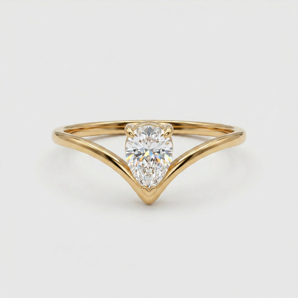 V-Shape Zircon Droplet Ring - Sparkling Geometric Statement Ring for Women - Party Wedding Jewelry | AURUM WAVE