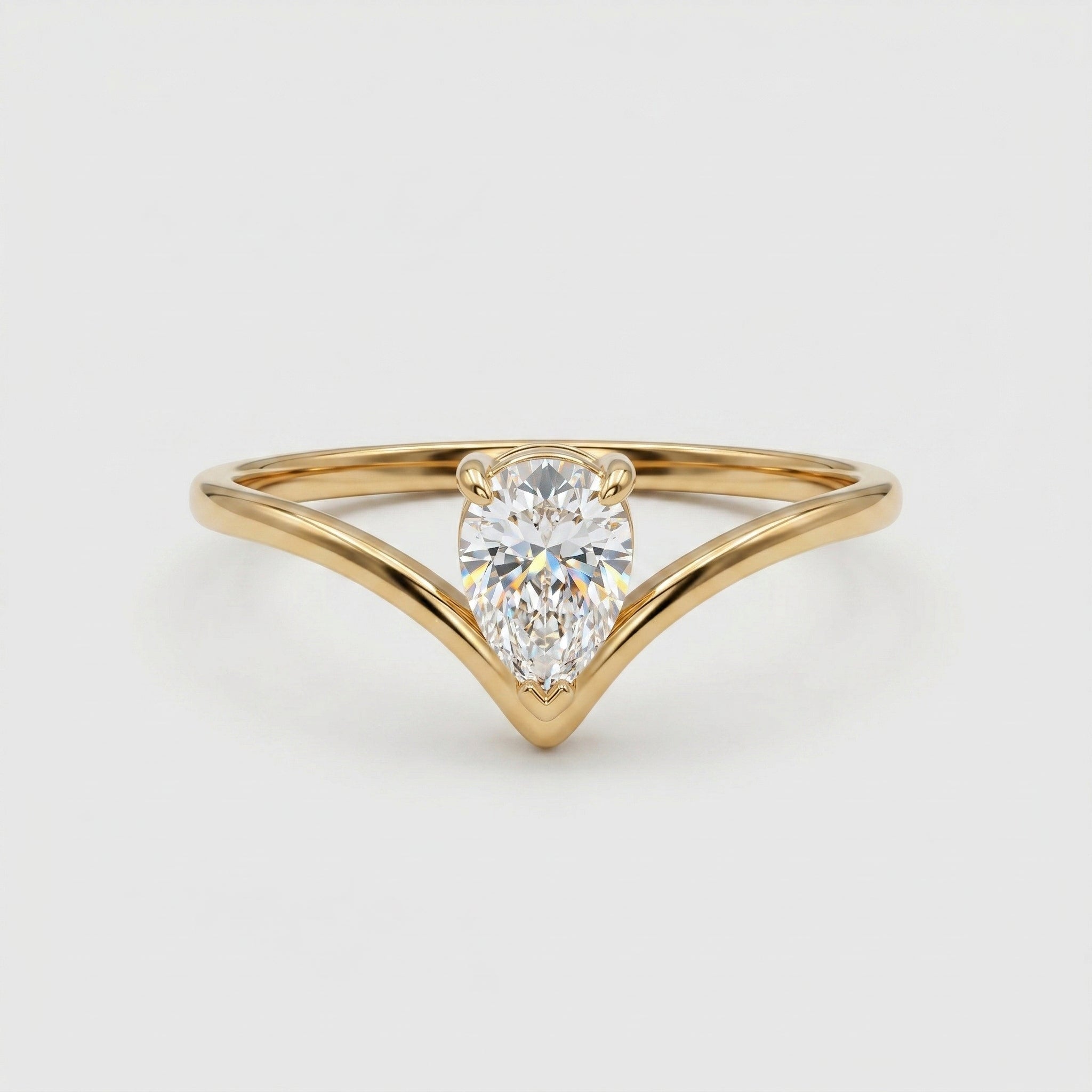 V-Shape Zircon Droplet Ring - Sparkling Geometric Statement Ring for Women - Party Wedding Jewelry | AURUM WAVE