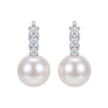 Large Zircon Pearl Stud Earrings - 12mm Big Pearl Crystal Earrings for Women - Statement Party Jewelry | AURUM WAVE
