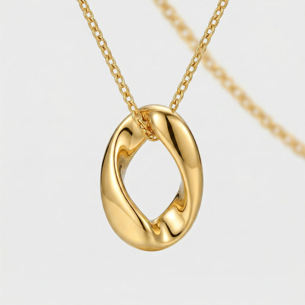 Organic Oval Ring Pendant - Minimalist Geometric Chain for Women - Unique Gift Jewelry | AURUM WAVE